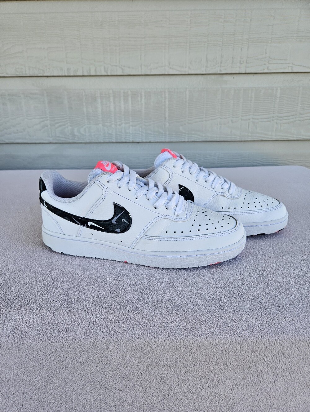 Nike Court Vision Low Sneaker Women SZ 9.5 Multi Swoosh White DM8079-100